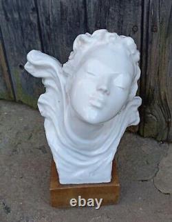 Ancient Bust of Woman Ceramic ART DECO Sculpture Statue signed era Adnet