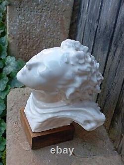 Ancient Bust of Woman Ceramic ART DECO Sculpture Statue signed era Adnet