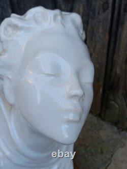 Ancient Bust of Woman Ceramic ART DECO Sculpture Statue signed era Adnet