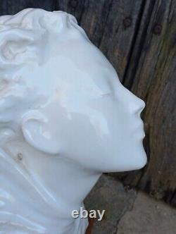 Ancient Bust of Woman Ceramic ART DECO Sculpture Statue signed era Adnet