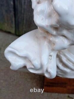 Ancient Bust of Woman Ceramic ART DECO Sculpture Statue signed era Adnet