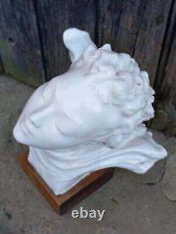 Ancient Bust of Woman Ceramic ART DECO Sculpture Statue signed era Adnet