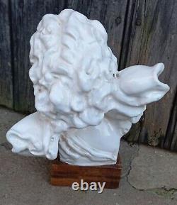 Ancient Bust of Woman Ceramic ART DECO Sculpture Statue signed era Adnet