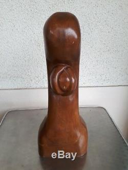 Ancient Erotic Sculpture Nude Woman Wooden Phallus Boobs Art Deco Dildo