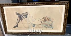 Ancient Frame Wood Girl Joy Lingerie Stockings Dress Jewelry Sexy Pin-up Woman Art
