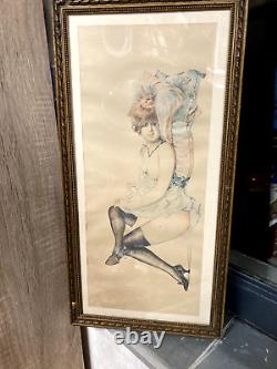 Ancient Frame Wood Girl Joy Lingerie Stockings Dress Jewelry Sexy Pin-up Woman Art