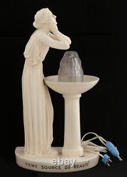 Ancient Lamp Vichy Source Of Beauty Woman Draped After J. Camus Art Deco