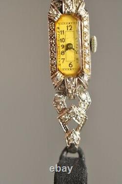 Ancient Platinum Watch Diamonds Art Deco Antique Soliod Platinum Watch