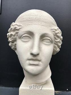 Ancient Statue Tete De Femme Art Deco Terracotta Signed