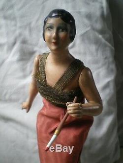 Ancient Woman Art Deco Doll In Antique Ceramics Woman Doll Sculpture Figure