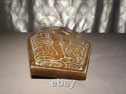 Ancient bronze bas-relief plaque Art Deco sculpture woman with 2 different faces