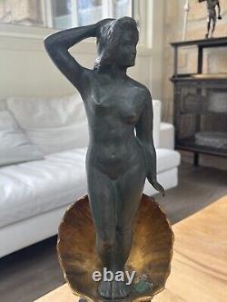 Ancient bronze woman signed Georges Girreau Art Deco period