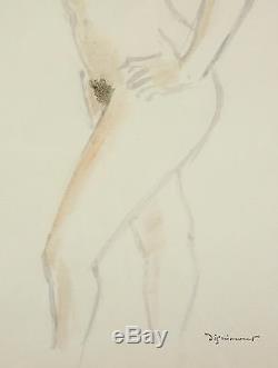 André Dignimont (1891-1965) Large Women's Watercolor Nude 64 X 50 CM Nude Nacht