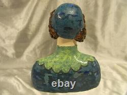 Angelo Minghetti Rare Bust Woman Italy Statue Sculpture Earth Cuite Vernisse