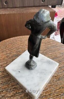 Antique Art Deco Flapper Figurine Paperweight Woman Statuette Rare Marble 1930s