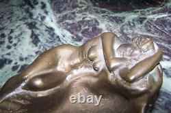 Antique Bronze Ashtray Art Deco of a Reclining Nude Woman 3.5 Kg
