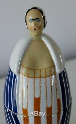 Antique Porcelain Candy Box Woman Art Deco Signed Robj