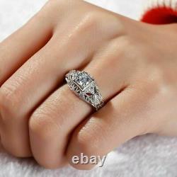 Art Deco 2 ct simulated diamond round cut ring for women in gold finish