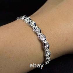Art Deco 8.00 Ct Diamond Vintage Sapphire Bracelet 14k White Gold On