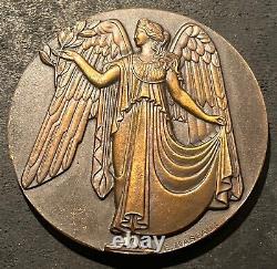Art Deco & Art Nouveau Medal: Draped Ancient Woman & Angel C. Mascaux