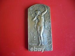Art Deco / Art Nouveau Rare Plaque-médaille Woman Nude By Coudray
