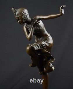 Art Deco Bronze Figure Of Woman Dancer Hindu Dancer H39,1 CM