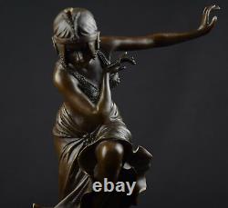 Art Deco Bronze Figure Of Woman Dancer Hindu Dancer H39,1 CM