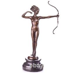 Art Deco Bronze Sculpture of a Nude Woman with a Bow after M. Bouraine