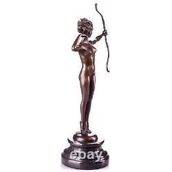 Art Deco Bronze Sculpture of a Nude Woman with a Bow after M. Bouraine