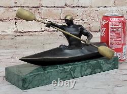 Art Deco Bronze Statue of Abstract Female Woman on Canoe Boat Sculpture Deal