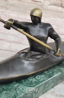 Art Deco Bronze Statue of Abstract Female Woman on Canoe Boat Sculpture Deal