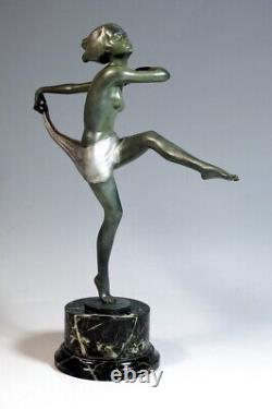 Art Deco Bronze Vienna Dancer Dancer Woman Josef Lorenzl Um 1925 H37 CM