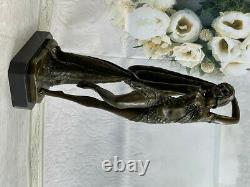 Art Deco Bronze Woman Signed Chiparus Museum Quality On Marble Socle