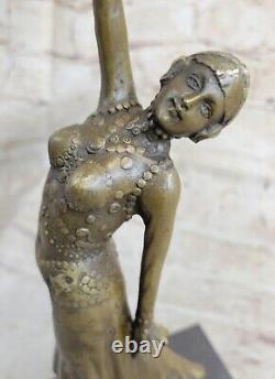 Art Deco Bronze Woman Signed Chiparus Museum Quality on Marble Base Art Sale Nr