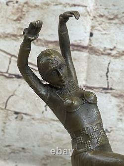 Art Deco Bronze Woman Signed Chiparus Museum Quality on Marble Base Figurine