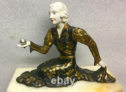 Art Deco Cage Clock Woman Statue in the Spirit of Chiparus