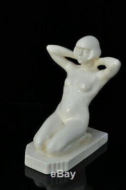 Art Deco Cracked Sculpture Nude Woman 1930 Antique Ceramic Nude Woman Statue
