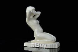 Art Deco Cracked Sculpture Nude Woman 1930 Antique Ceramic Nude Woman Statue