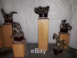 Art Deco Display Stand Ourt-gallery Wood Bottle Perfume Glass Stopper Bronze Woman