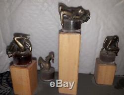 Art Deco Display Stand Ourt-gallery Wood Bottle Perfume Glass Stopper Bronze Woman