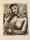 Art Deco Engraving Of A Woman: Laszlo Barta Erotic Nude Portrait Etching 1940 1950