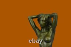 Art Deco Erotic 3 Chair Woman Bronze Sculpture Marble Base Figure Statue