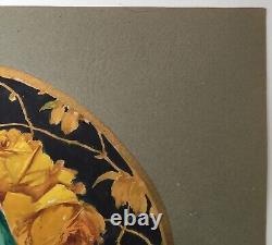 Art Deco Fan Project Vicente Ballester Spanish Hand-Painted Fabric Woman Flower