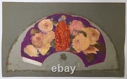 Art Deco Fan Project Vicente Ballester Spanish Hand-Painted Fabric Women Roses