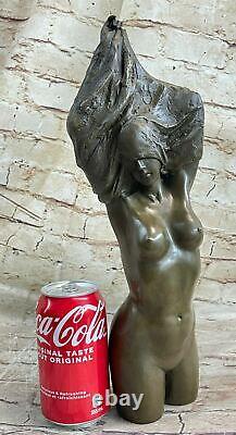 Art Deco Female Body Woman Bust Bronze Sculpture Figurine Figure