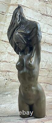 Art Deco Female Body Woman Bust Bronze Sculpture Figurine Figure