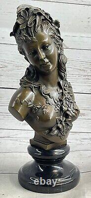 Art Deco Female Bust New Classic Woman Girl Bronze Marble Sculpture