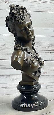 Art Deco Female Bust New Girl Woman Classic Bronze Marble Sculpture Opening