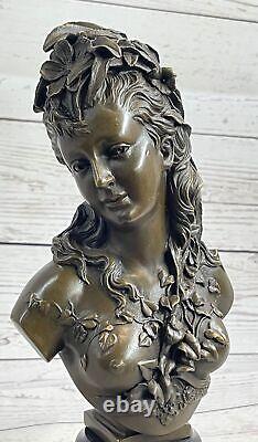 Art Deco Female Bust New Girl Woman Classic Bronze Marble Sculpture Opening