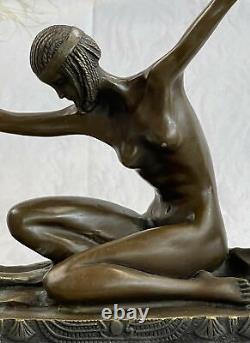 Art Deco Female Dancer Bronze Marble Statue Sculpture